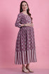 Dusty Mauve Cotton Floral Printed Maternity Gown with Zipper for Women for Pre & Post Pregnancy & Easy Breastfeeding