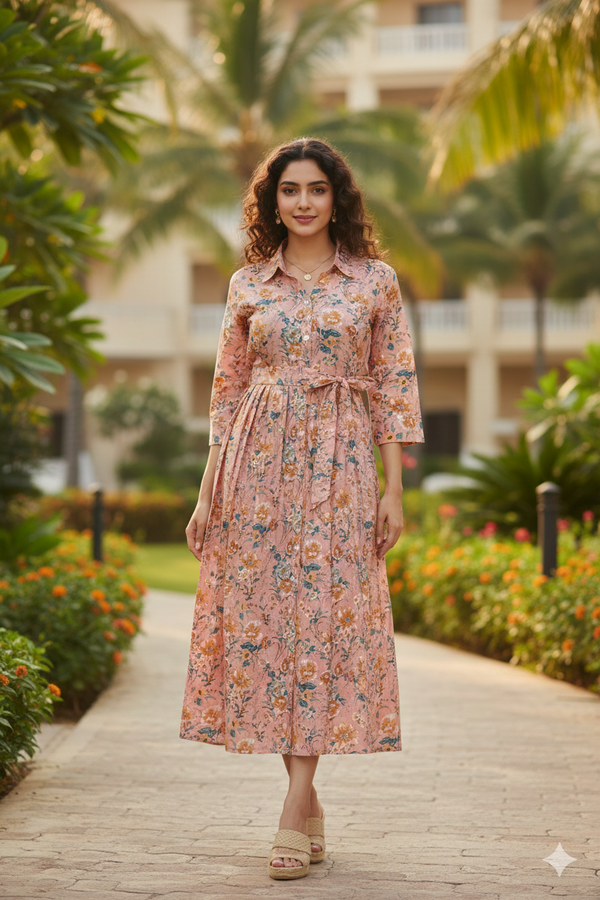 Blossom Breeze Floral Jaipuri Printed Western Dress