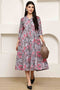 Serene Grey Floral Jaipuri Printed Western Dress
