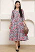 Serene Grey Floral Jaipuri Printed Western Dress