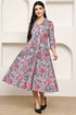 Serene Grey Floral Jaipuri Printed Western Dress