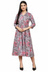 Serene Grey Floral Jaipuri Printed Western Dress