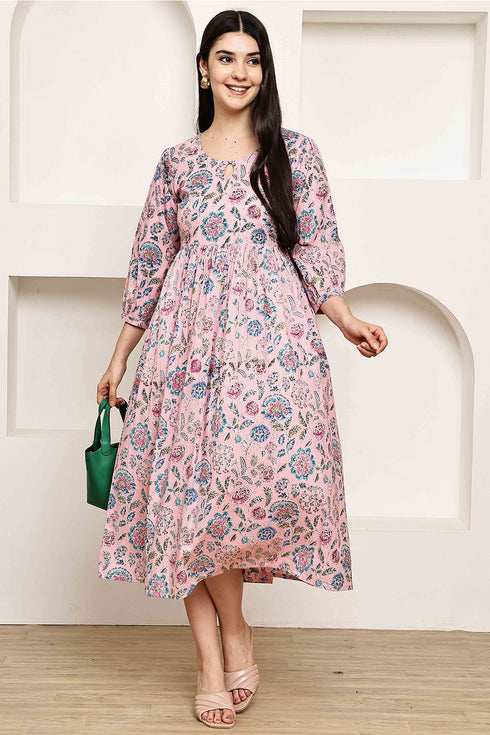 Pink Petal Jaipuri Printed Western Dress