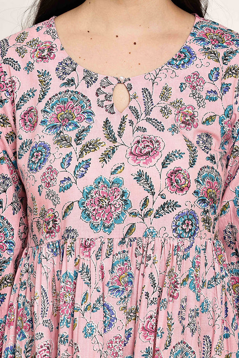 Pink Petal Jaipuri Printed Western Dress