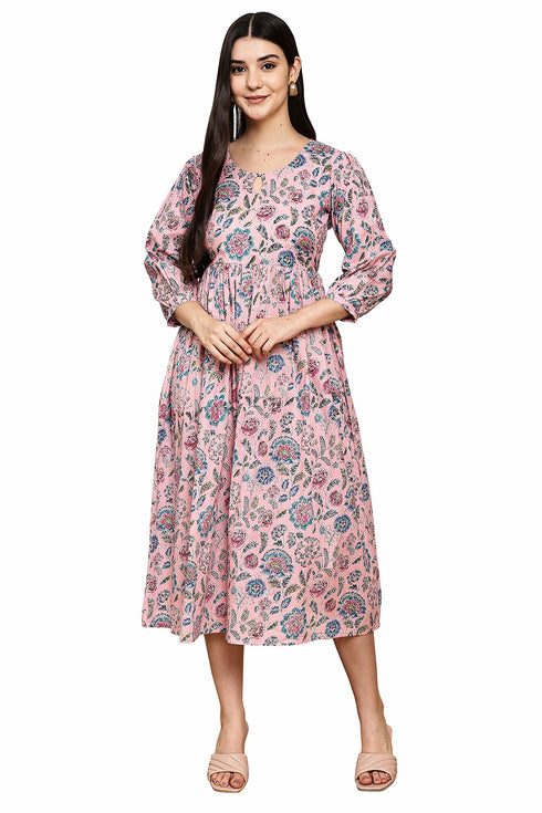 Pink Petal Jaipuri Printed Western Dress