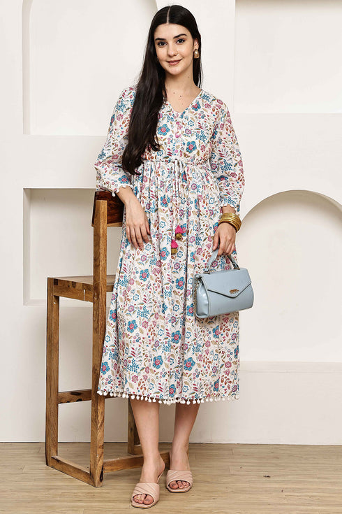 Springtime Serenade Jaipuri Printed Western Dress