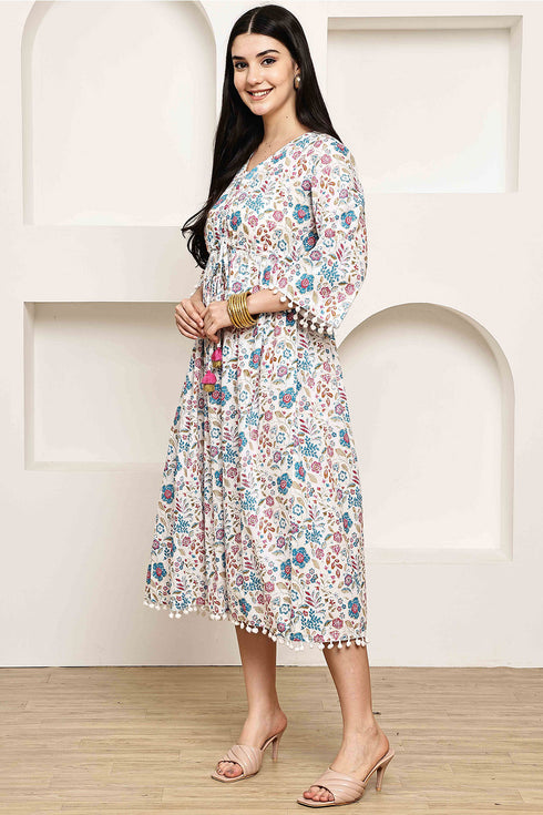 Springtime Serenade Jaipuri Printed Western Dress