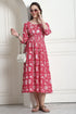 Pink & White Pure Cotton Floral Printed Maternity Gown with Zipper for Women for Pre & Post Pregnancy & Easy Breastfeeding