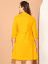 Mustard Yellow Pure Cotton Floral Paint Western Dress