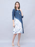 Blue & White Pure Cotton Tie-Dye Shibori Printed Western Dress