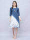 Blue & White Pure Cotton Tie-Dye Shibori Printed Western Dress