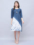 Blue & White Pure Cotton Tie-Dye Shibori Printed Western Dress