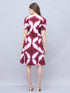 Wine & White Pure Cotton Tie-Dye Shibori Printed Western Dress