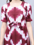 Wine & White Pure Cotton Tie-Dye Shibori Printed Western Dress