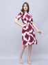 Wine & White Pure Cotton Tie-Dye Shibori Printed Western Dress
