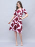 Wine & White Pure Cotton Tie-Dye Shibori Printed Western Dress