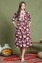 Wine Pure Cotton Jaipuri Printed Western Dress