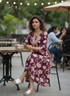 Wine Pure Cotton Jaipuri Printed Western Dress