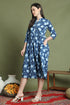 Blue Pure Cotton Jaipuri Printed Western Dress