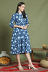 Blue Pure Cotton Jaipuri Printed Western Dress