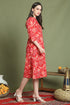 Red Pure Cotton Jaipuri Printed Western Dress