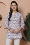 Lavender & White Cotton Foil Printed Tunic