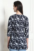 Black & White Cotton Floral Printed Tunic