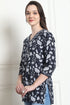 Black & White Cotton Floral Printed Tunic