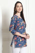Blue Cotton Floral Printed Tunic