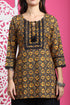 Black & Yellow Pure Cotton Floral Printed Tunic