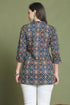 Navy Blue Pure Cotton Jaipuri Printed Tunic