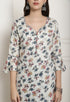 Cream & Grey Rayon Jaipuri Printed Kurta With Pant