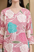 Pink Cotton Floral Printed Kurta With Pant