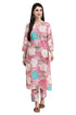 Pink Cotton Floral Printed Kurta With Pant