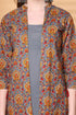 Brown Pure Cotton Jaipuri Printed Kurta-Shrug With Pant