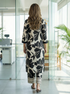Women Black & Off White Cotton Botanical Floral Printed Kurta With Pant
