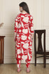 Women Red & Off White Cotton Botanical Floral Printed Kurta With Pant