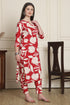 Women Red & Off White Cotton Botanical Floral Printed Kurta With Pant