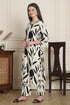 Women Off White & Black Cotton Botanical Floral Printed Kurta With Pant