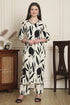 Women Off White & Black Cotton Botanical Floral Printed Kurta With Pant