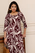 Maroon Muse Cotton Botanical Floral Printed Kurta With Pant