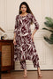 Maroon Muse Cotton Botanical Floral Printed Kurta With Pant
