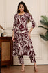 Maroon Muse Cotton Botanical Floral Printed Kurta With Pant