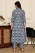 Blue Blossom Geometric Printed Kurta With Pant