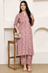 Stylish pink Jaipuri Printed Kurta With Pant