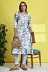 Blue Blossom Jaipuri Ensemble Kurta With Pant
