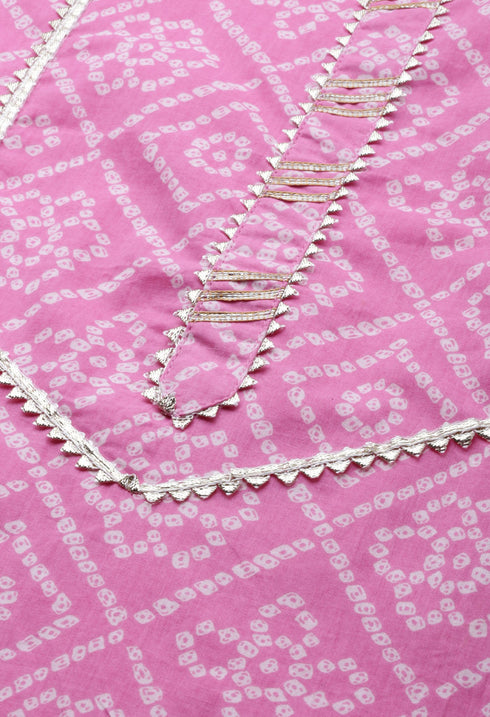 Pink Pure Cambric Cotton Jaipuri Printed Kurti