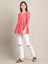 Pink Women's Pure Cotton Zig Zag Printed Short Top