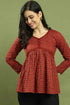 Maroon Women's Pure Cotton Jaipuri Printed Short Top