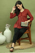 Maroon Women's Pure Cotton Jaipuri Printed Short Top